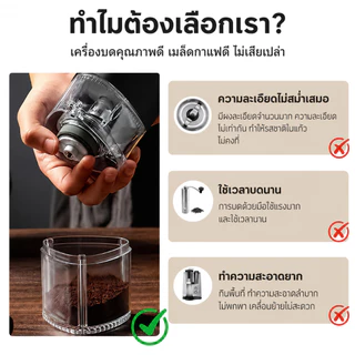 MEEVIDA เครื่องกาแฟ เครื่องบดกาแฟไฟฟ้า Electric Coffee Grinder มินิ ปรับละเอียดได้ 5 ระดับ 155ML
