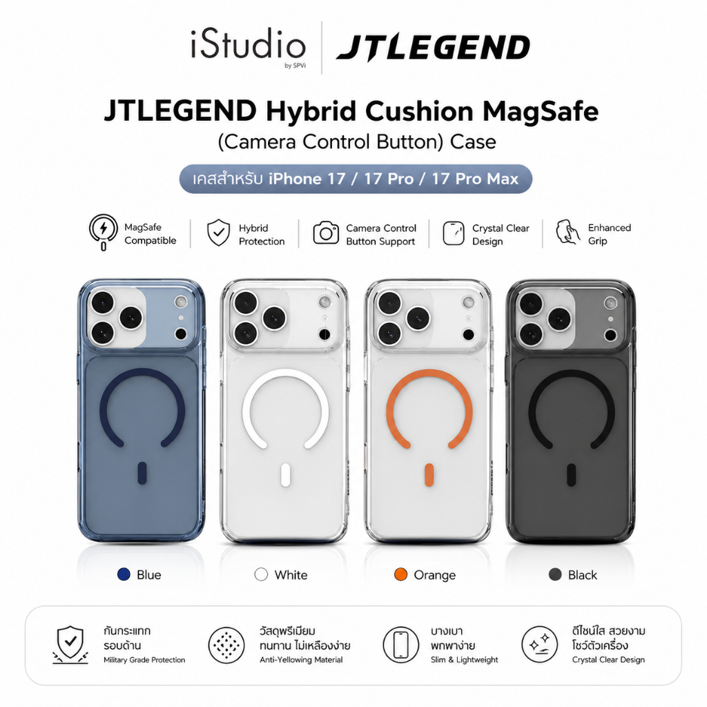 JTLEGEND Hybrid Cushion MagSafe (Camera Control Button) Case เคสสำหรับ iPhone 17 / 17 Pro / 17 Pro M