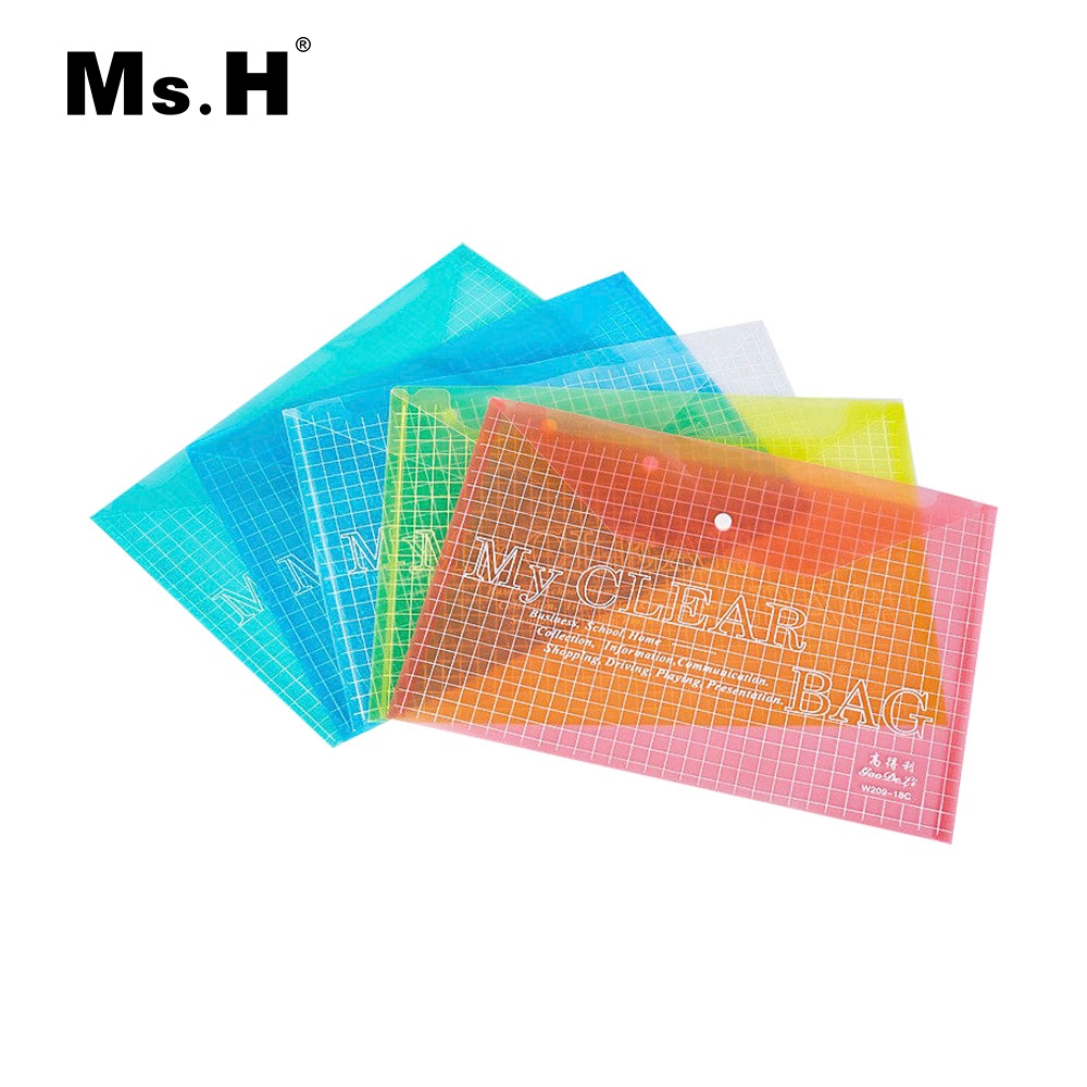 ซองเอกสารพลาสติก แบบกระดุม A4 Ms.H