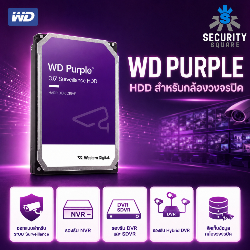 Western Digital CCTV Internal Hard Drive ฮาร์ดดิสก์1TB/2TB/4TB/6TB/8TB/10TB HDD 3.5"(ฮาร์ดดิสก์ CCTV