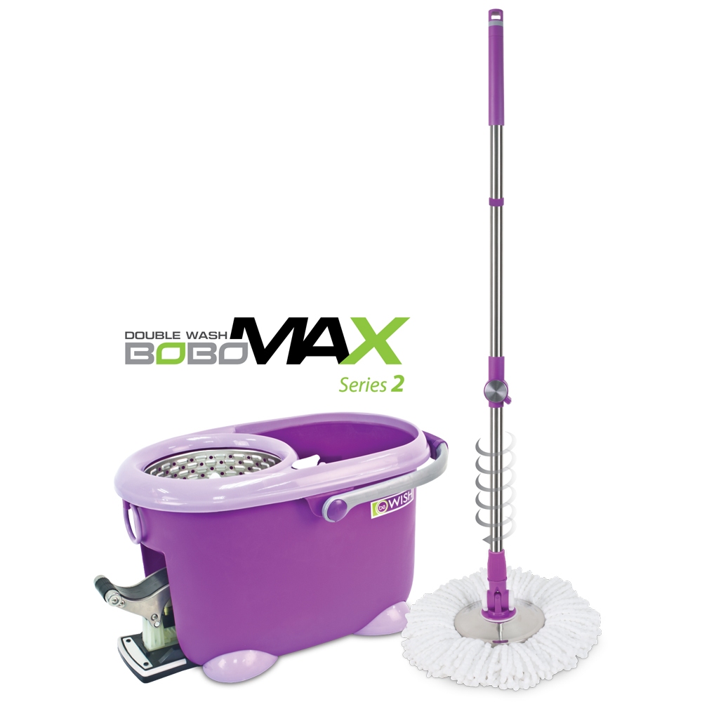 BE WISH ชุดอุปกรณ์ถังปั่นพร้อมไม้ม็อบ DOUBLE WASH BOBO MAX SERIES 2 สีม่วง จัดส่งโดย HomePro