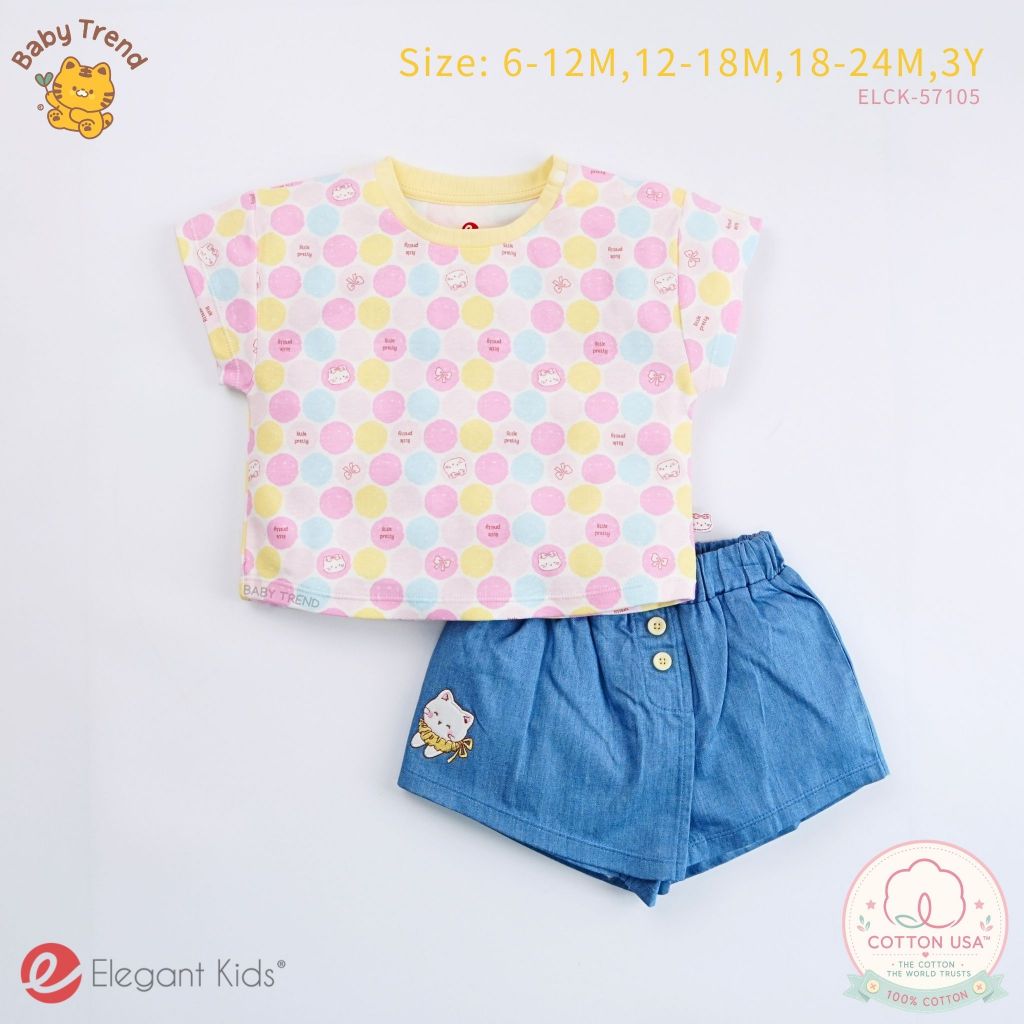 Elegant Kids ชุดเด็กผู้หญิง 6 เดือน-3 ขวบ ชุดเสื้อ+กระโปรงสั้น Pastel Kitten Collection | Babytrend