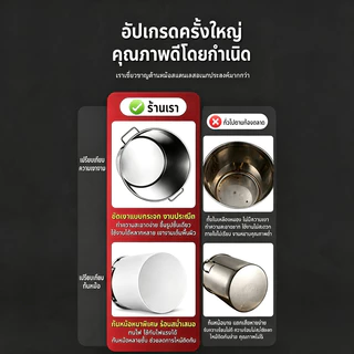 หม้อต้มซุปสแตนเลสก้นหม้อแบนแบบหนาพิเศษ เกรด304 ความจุขนาดใหญ่ สำหรับงานในร้านค้า ทนความร้อนสูง ป้องกันการล้น หม้อสแตนเลส