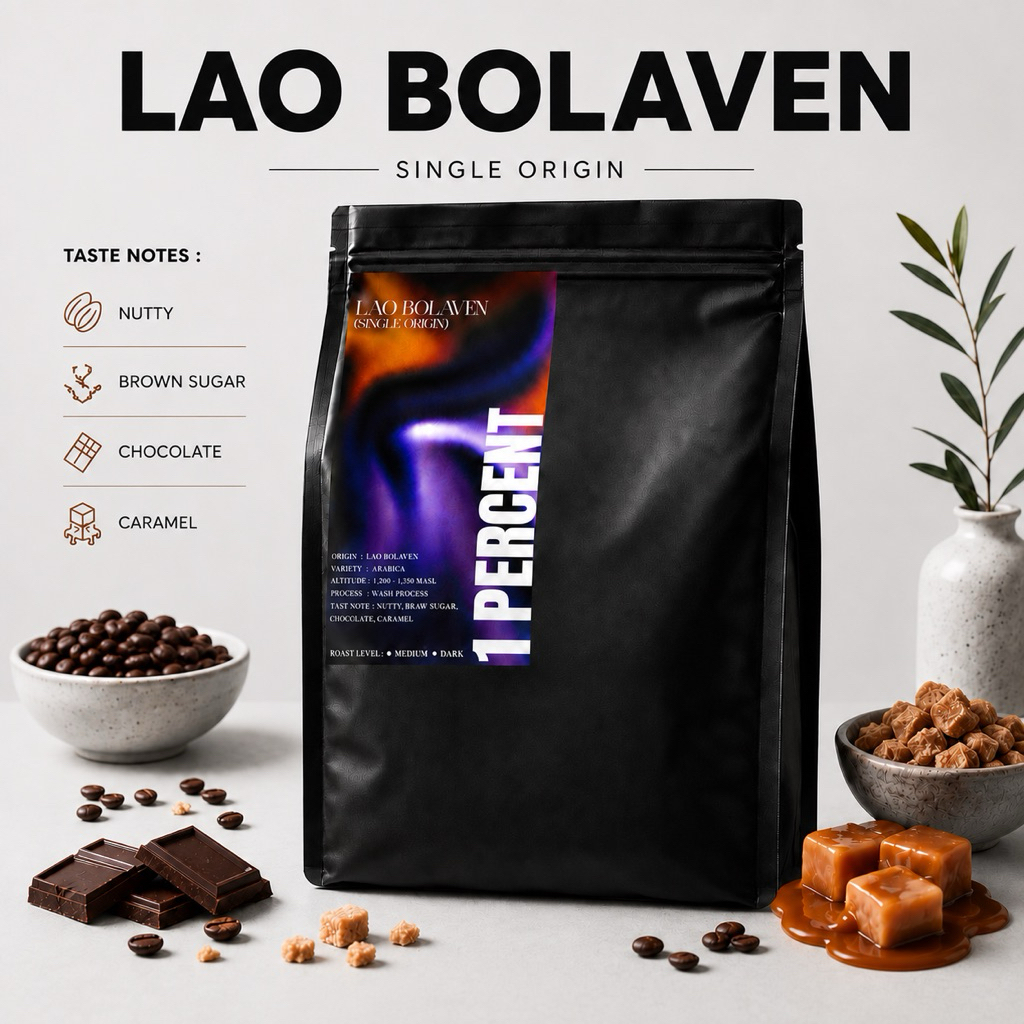 1 PERCENT เมล็ดกาแฟ LAO BOLAVEN Arabica 100% Single Origin