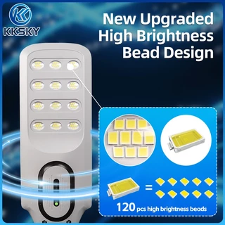 KKSKY ไฟถนนโซล่าเซลล์ LED 2000W 1000W 500W แสงที่แข็งแกร่ง ด้วยรีโมทคอนโทรล ไฟเซ็นเซอร์ Solar Light โคมไฟถนน IP67 กันน้ำ