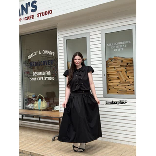 LindaaPlus-- ชุดเซ็ต“𝑴𝒐𝒍𝒍𝒚”เสื้อ+กระโปรงยาว ผ้าคอตตอนป๊อปลิน เนื้อนิ่มใส่สบาย อยู่ทรง งานกระโปรงมีซับใน แต่งกระดุมคาดอก