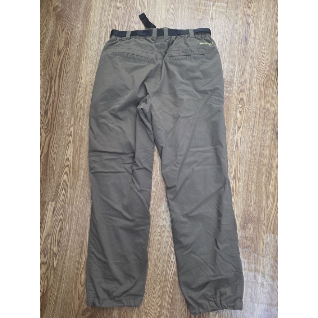 SOUTH FIELD กางเกงเดินป่า บุผ้าฟลีซ เอว 32 สีเขียวขี้ม้า พร้อมเข็มขัด Outdoor Camping Hiking กันน้ำ 