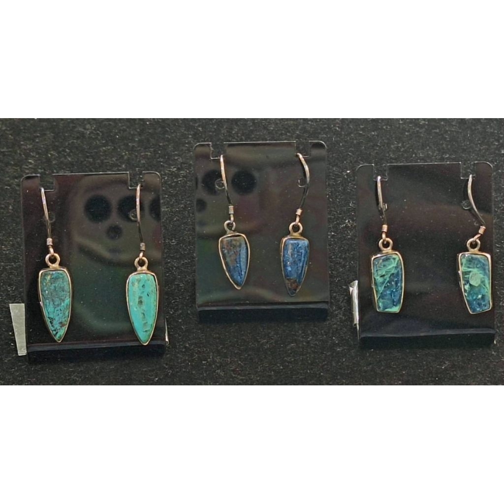 Azurite Drop Earrings in Silver