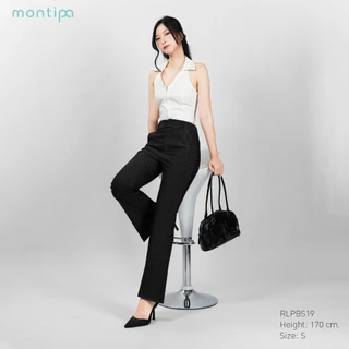 Montipa กางเกงขายาวทรงขาม้า ซิปและตะขอหน้า แต่งหูเข็มขัด ผ้า Span D RLPBS19