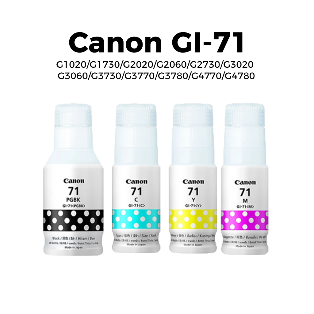 Canon GI-71 Ink Bottle, Black/Cyan/Magenta/Yellow for PIXMA G1020 G2020 G3020 G3060