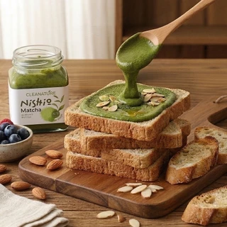 เนยถั่วอัลมอนด์ รสชาเขียว Nishio Matcha Almond Butter|ไม่เติมน้ำตาล|ไม่เติมน้ำมัน|ผลิตวันต่อวัน
