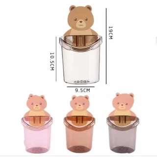 ที่วางแปรงสีฟันติดผนัง ลายหมีน้อยน่ารัก ติดตั้งง่าย(สุ่มสี)ชมพู,น้ำตาล,เทา