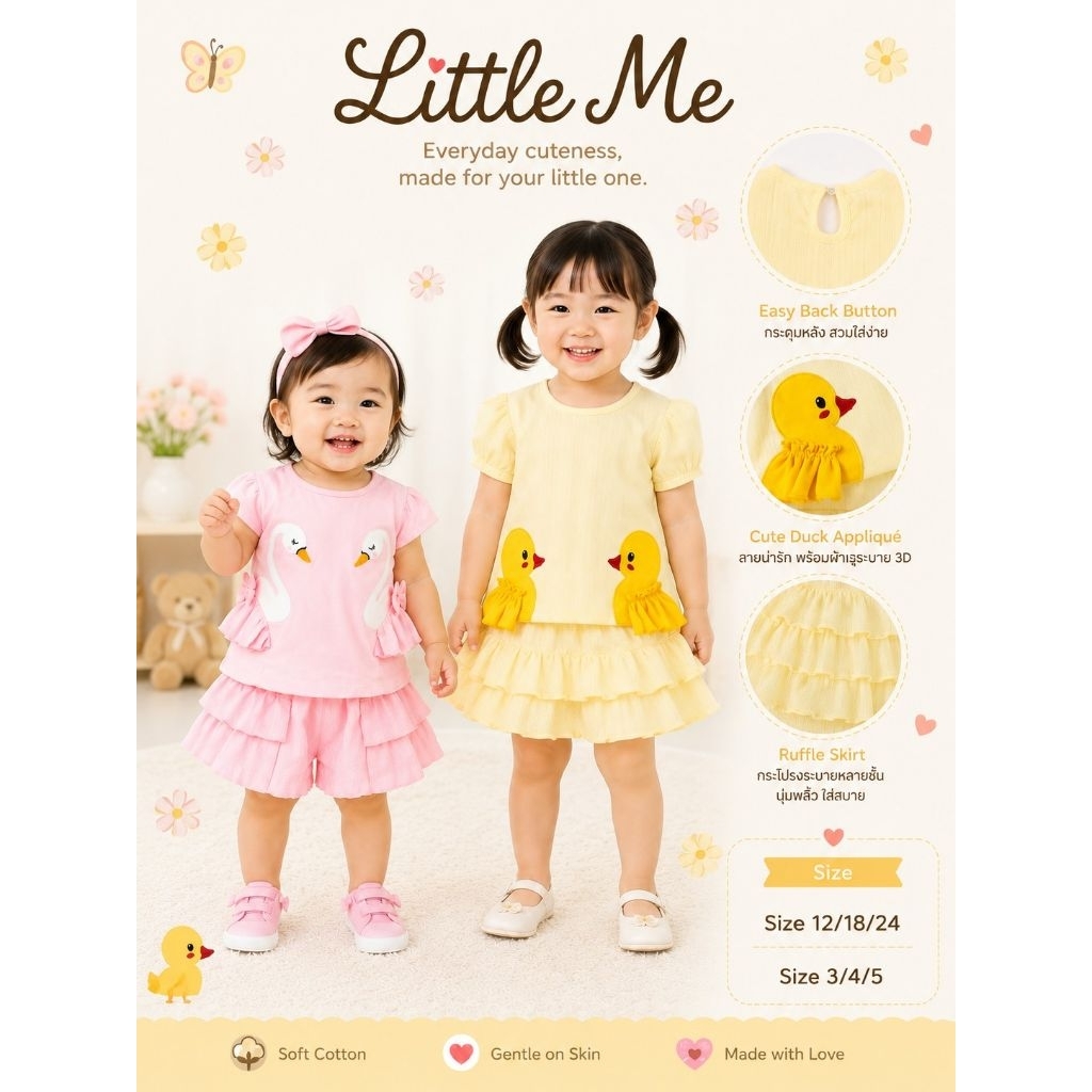 🐰🐰เสื้อผ้าเด็กน่ารักแบรนด์ little me size 12 18 24 เดือน 3 4 5 ขวบ