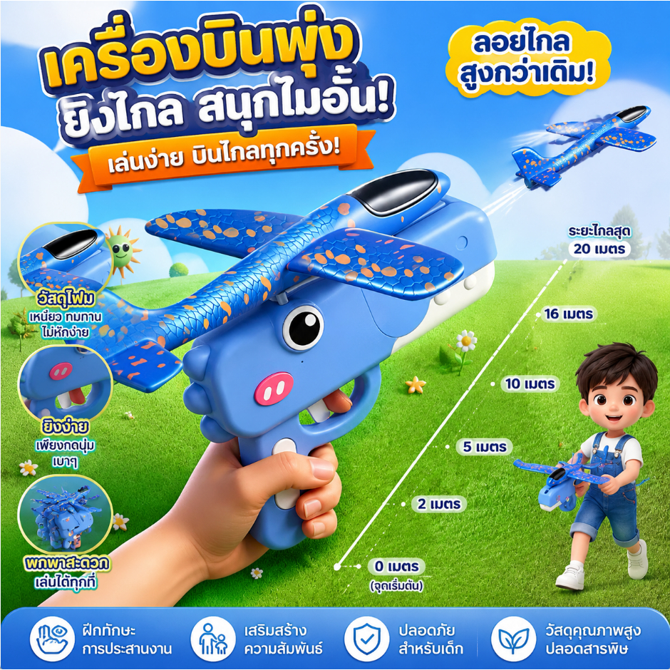 เครื่องบินโฟมบินได้ ประกอบง่าย ของเล่นเด็กทนทาน เสริมพัฒนาการ