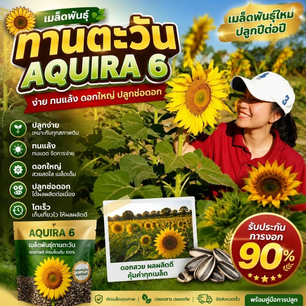 ขายถูก เมล็ดพันธุ์ทานตะวัน แมมมอธ (50เมล็ด) ปลูกโชว์สวยงาม ทนแล้ง ดอกใหญ่ โตเร็