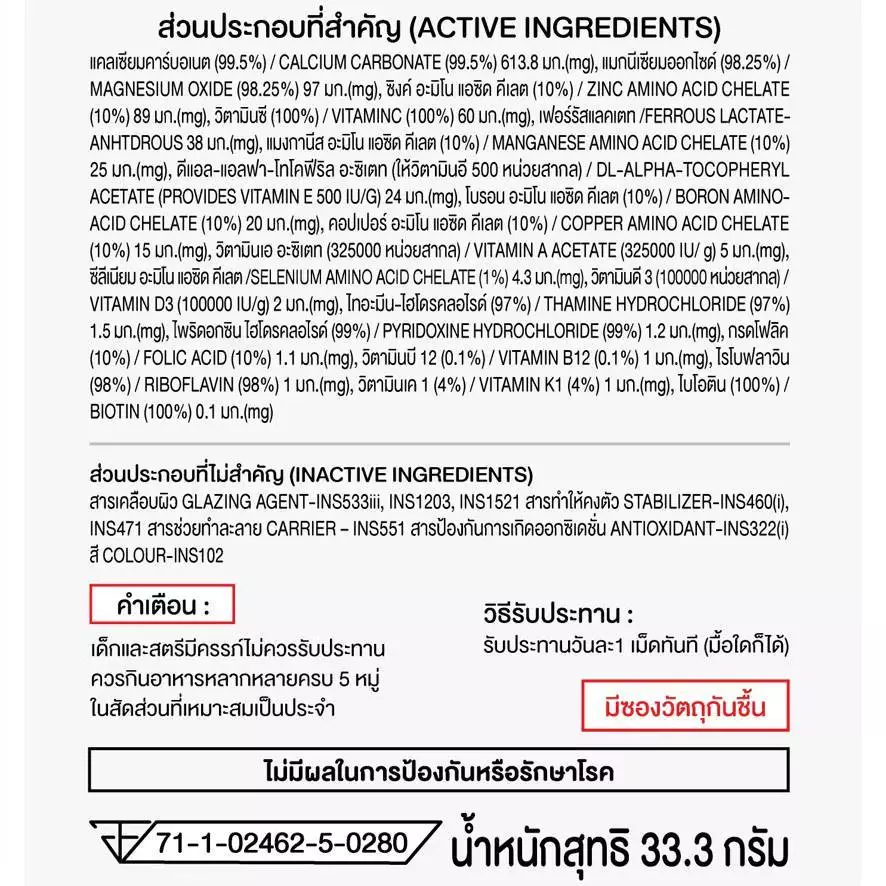[โปร 1 เเถม 2] Multivitamins มัลติวิตามิน ตรา INZENT thumbnail 4