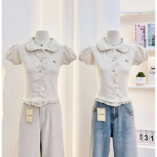 💖New Collection 💖G-Rose เสื้อทรงเชิ้ตครอปคอบัวกระดุมหน้าแกะได้แบบใหม่ ทรงเสื้อคัดติ้งเนี๊ยบ สวยติดเทรนสุดๆ
