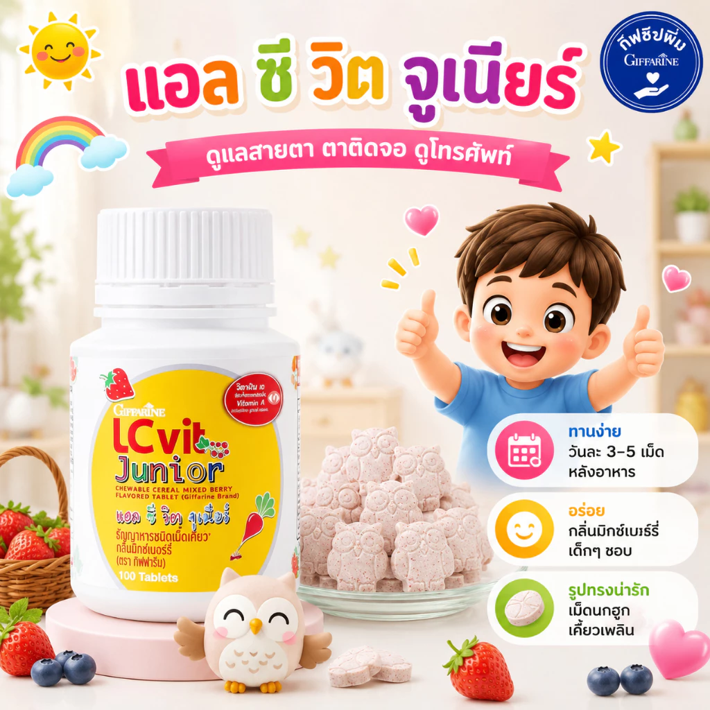 วิตามินเด็ก อาหารเสริมเด็ก กิฟฟารีน วิตามิน บำรุงสมอง ความจำ สายตา เสริมภูมิคุ้มกัน แคลเซียมสูง thumbnail 8