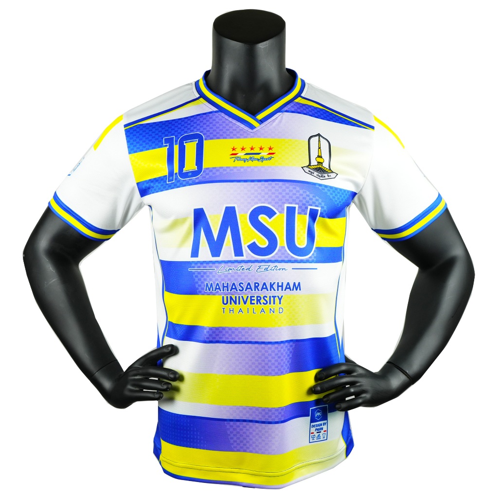 เสื้อพิมพ์ลาย มหาวิทยาลัยมหาสารคาม MSU เนื้อผ้าตาราง เบาสบายระบายอากาศดี