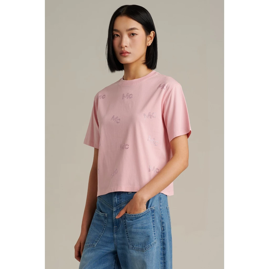Mc JEANS (แม็คยีนส์) เสื้อยืดผู้หญิง เสื้อยืดแขนสั้น ทรงครอป Cropped Fit T-Shirt มีให้เลือก 3 สี MTTZC24