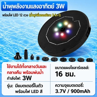 น้ำพุโซล่าเซลล์ลอยน้ำ รุ่นทรงกลม ทำงานด้วยแสงอาทิตย์ ไม่ต้องเสียไฟ อุปกรณ์ตกแต่งสวน 2 IN 1 ฉีดน้ำและเติมออกซิเจน