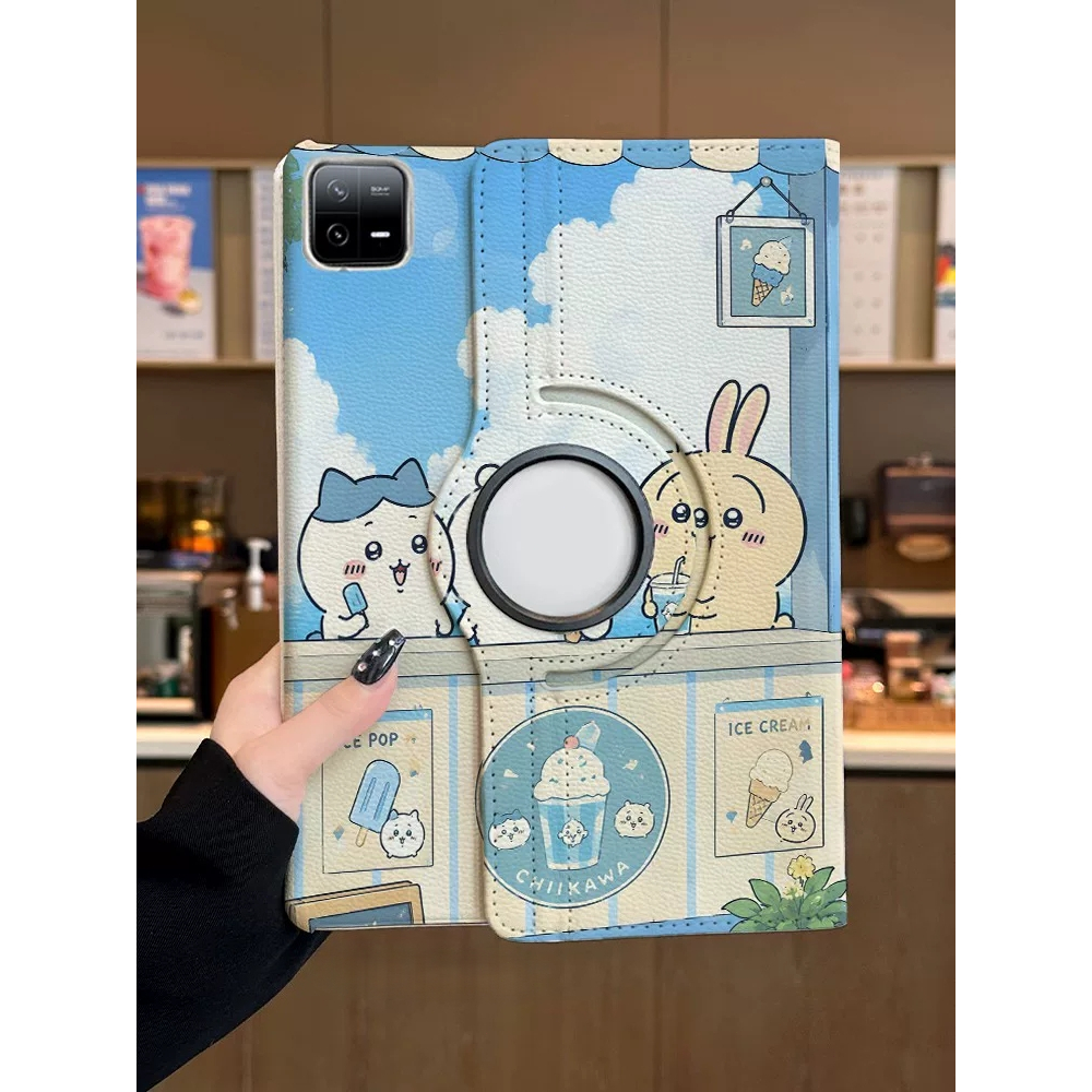 🌻24 ชั่วโมง🌻เคส iPad Air7 Air6 Gen12 ฤดูร้อน Chiikawa เคสiPadหมุน 360° Air8 Gen11 Gen10 Gen9 แอร์7 แ