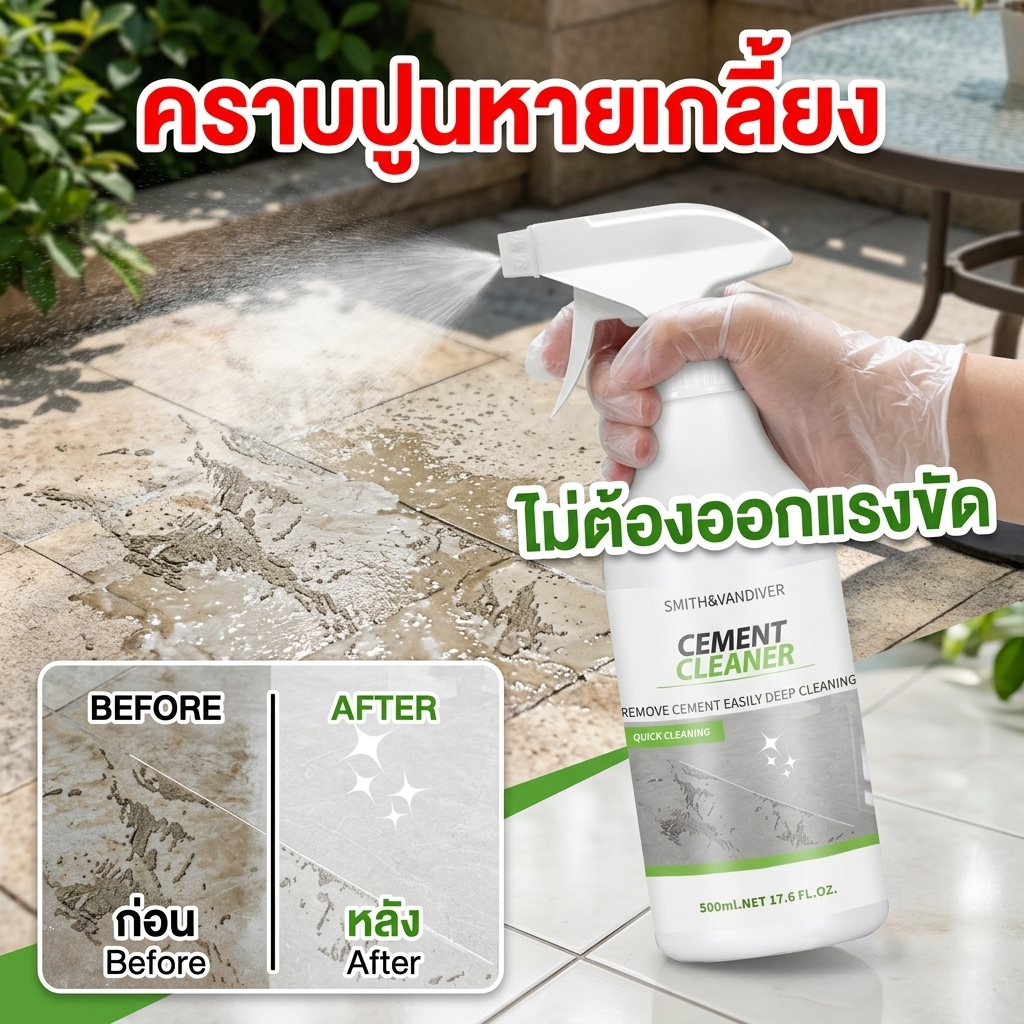 กระเบื้องสะอาดเหมือนใหม่ น้ำยาทำความสะอาดกระเบื้อง ขจัดคราบหินปูน คราบปูน คราบฝังแน่น เหมาะสำหรับห้องน้ำและห้องครัว