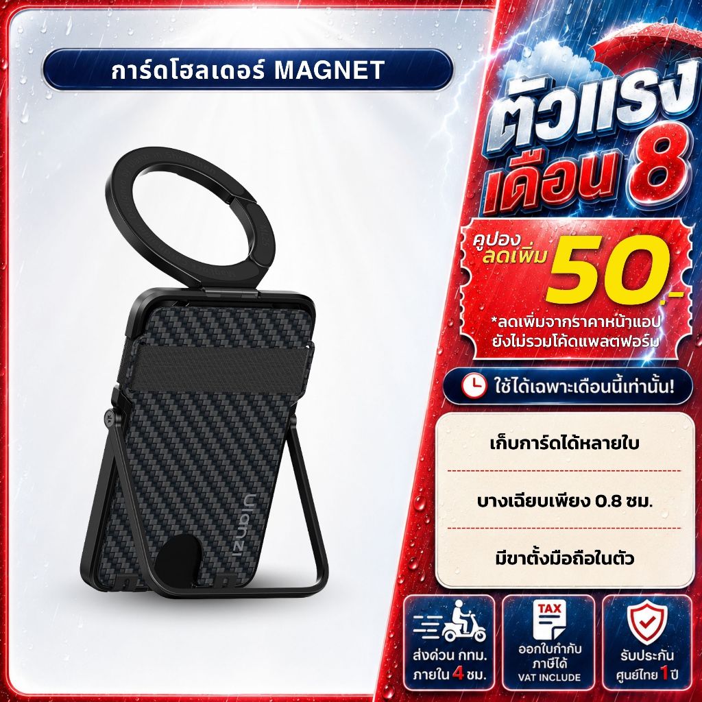 Ulanzi ML25 MagLock Cardholder กระเป๋าใส่บัตร ช่องใส่บัตร ติดหลังมือถือ แม่เหล็ก พร้อมขาตั้งในตัว