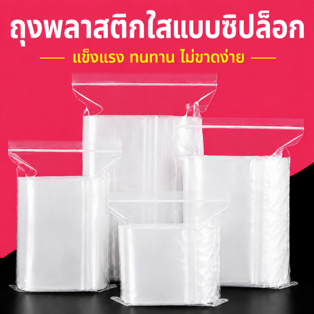 จัดส่งรวดเร็ว ถุงซิป (100 ชิ้น/แพ็ค) มีให้เลือกหลายขนาด ถุงซิป ใส่ยา ใส่อาหาร หนา ราคาถูก