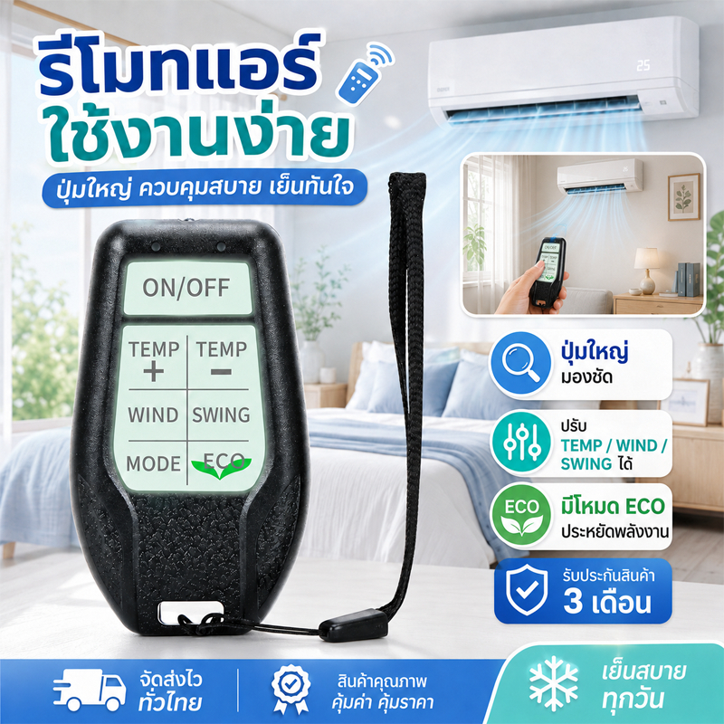 รีโมทแอร์ครอบจักรวาล รีโมทแอร์รวม อะไหล่ทดแทนแอร์ ใช้ได้ทุกรุ่น ยิงสัญญาณไกล ใช้งานง่าย พร้อมส่ง COD