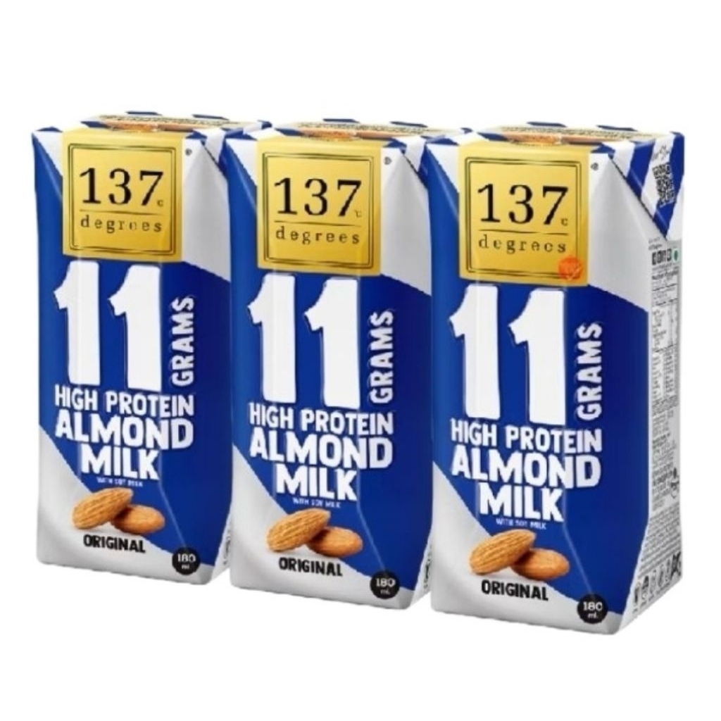 137 Degrees High Protein Almond Milk (รสดั้งเดิม) ขนาด 180 มล. 3 กล่อง