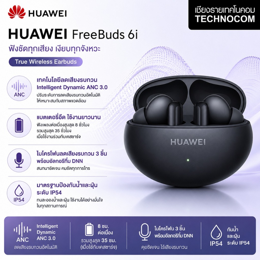 HUAWEI FreeBuds 6 T0020 (หูฟังไร้สาย) Bluetooth True Wireless Earbuds
