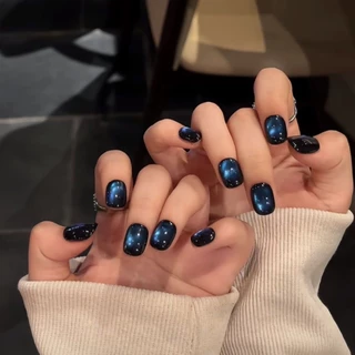 ต่อเล็บสำเร็จรูปสไตล์แมวอาย ทำด้วยมือ เล็บปลอมถอดได้หลายสี