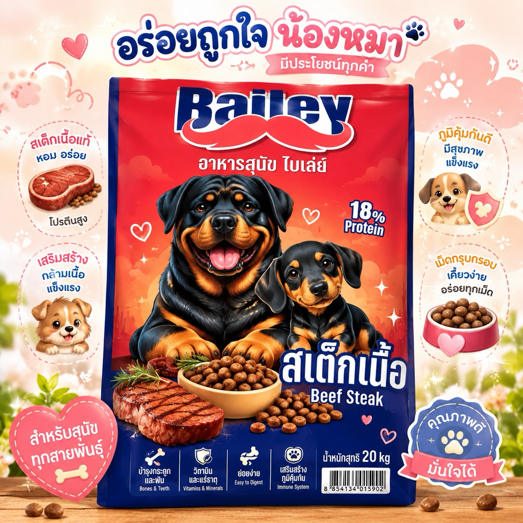 อาหารสุนัขไบเล่ย์ (Bailey Dog) 20kg.