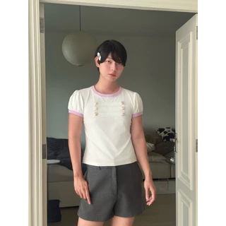 Dolly tee เสื้อแขนตุ๊กตาดีเทลกระดุม แบรนด์ Cozyvibe