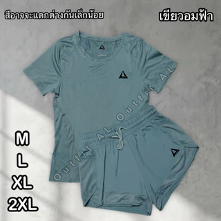 ชุดกีฬาผู้หญิง เสื้อ+กางเกงขาสั้น กางเกงวิ่งมีซับใน SS82