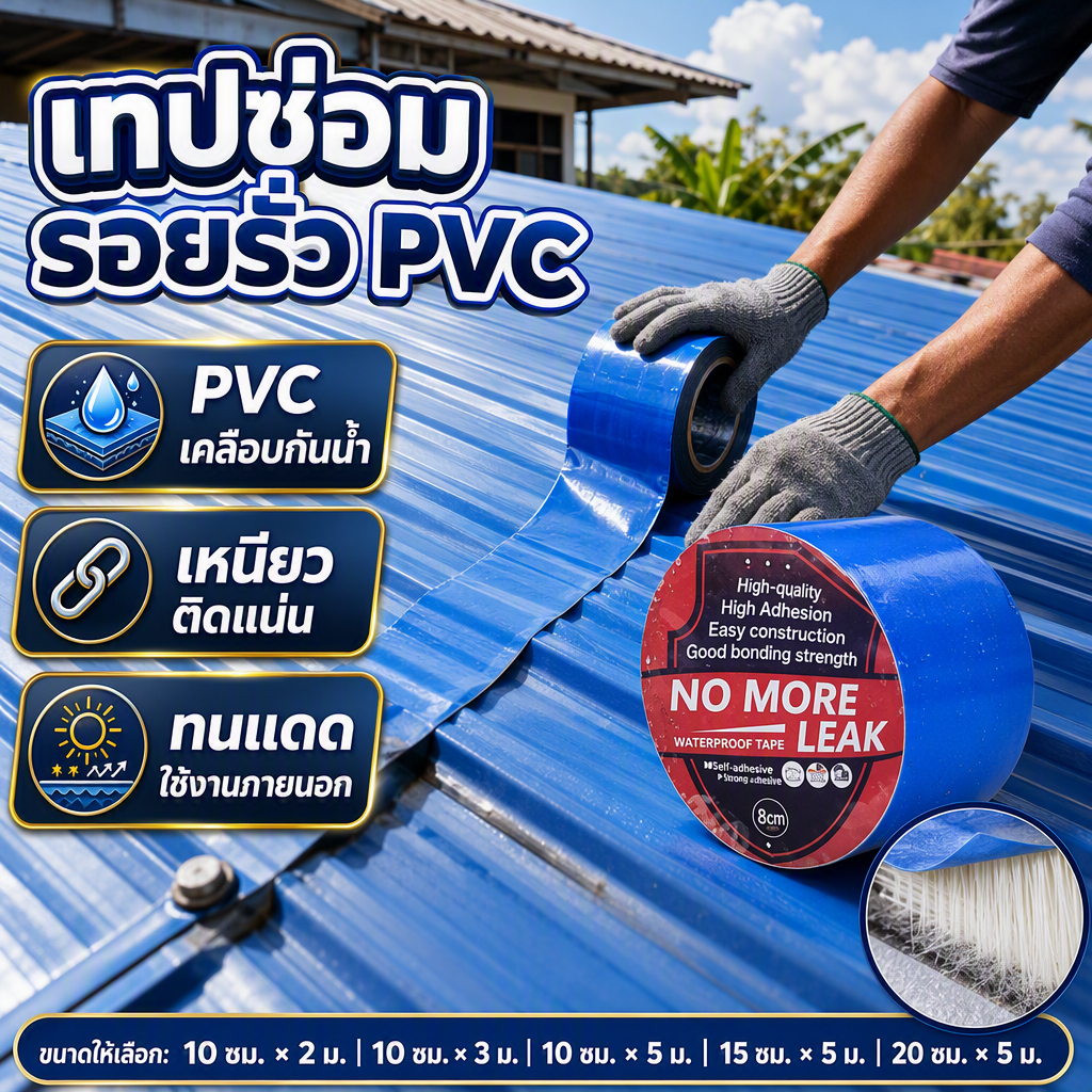 แผ่นกันซึม PVC เทปกาวติดท่อ เทปกาวกันน้ำ 5m หลังคารั่ว ฉนวนกันความร้อน ฉนวนลดเสียง มีกาวในตัวติดตั้งง่าย ติดตั้งง่าย