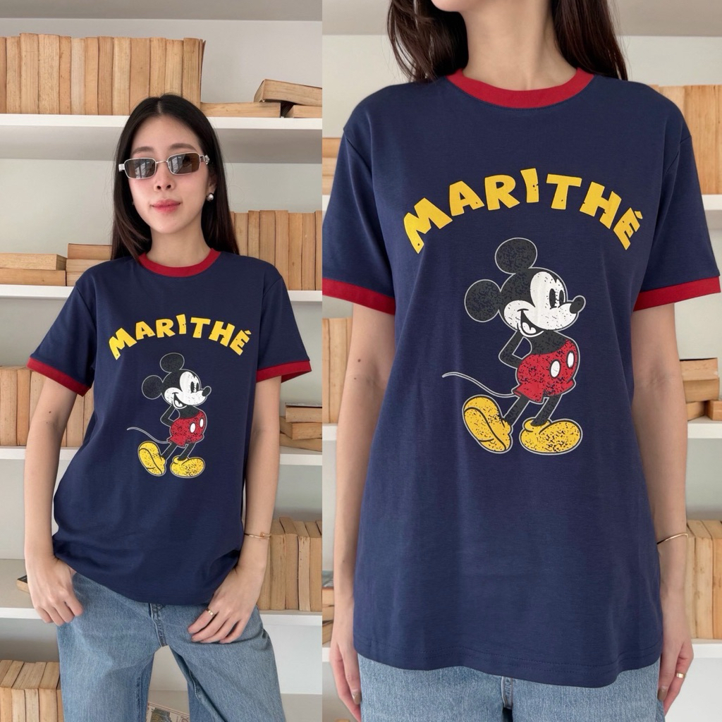Mar Mickey t shirt  เสื้อยืดคอกลมแขนสั้นแบรนด์ดัง ลายน้องมิ้กกี้แบรนด์สุดฮิตมี2ทรง OversizeกับCrop