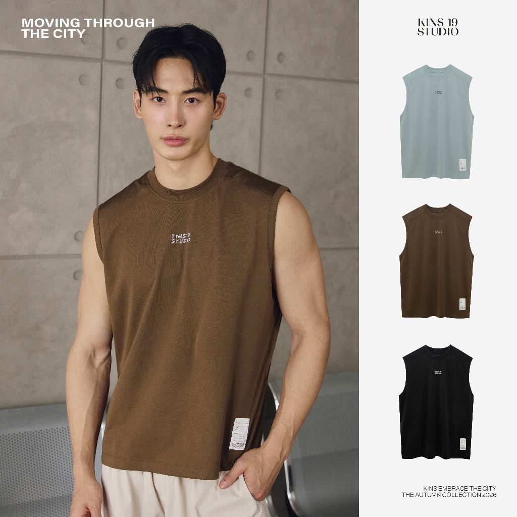 KINS 19 STUDIO |  KINS Motion sleeveless Tee เสื้อแขนกุด Unisex เสื้อกีฬา [TN25]