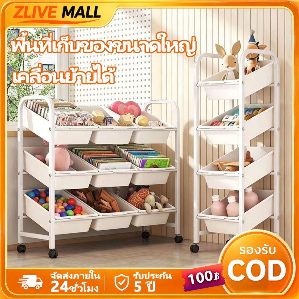 【โครงเหล็ก】ชั้นรถเข็น 3/4ชั้น ชั้นวางของพับเก็บได้ พร้อมล้อเลื่อน+ที่จับ แข็งแรง กันสนิม เคลื่อนย้ายสะดวก รถเข็นเก็บ