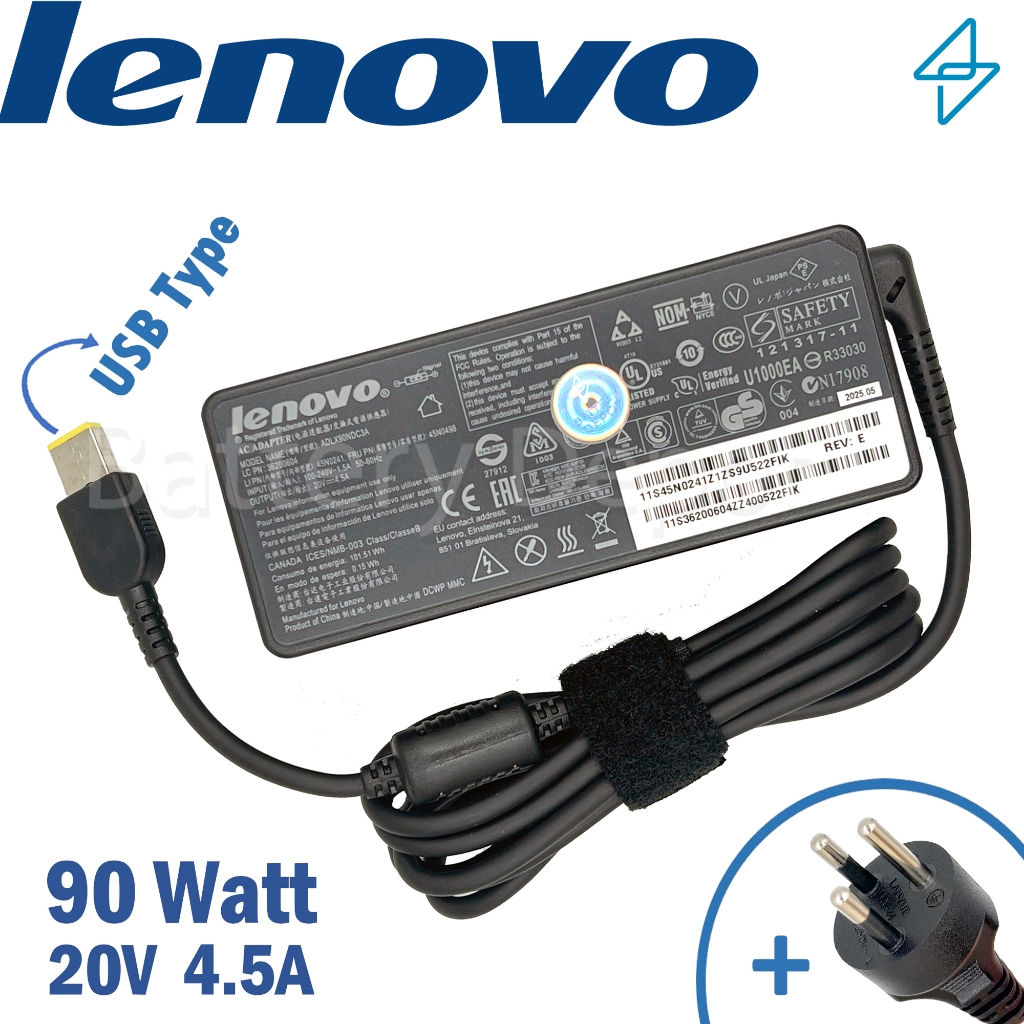 Lenovo Adapter ของแท้ IdeaCenter AIO 3 24IAP7, AIO 3-24ITL6, AIO 520-24IKU, 520-22ICB, Z510 90W USB สายชาร์จ Lenovo
