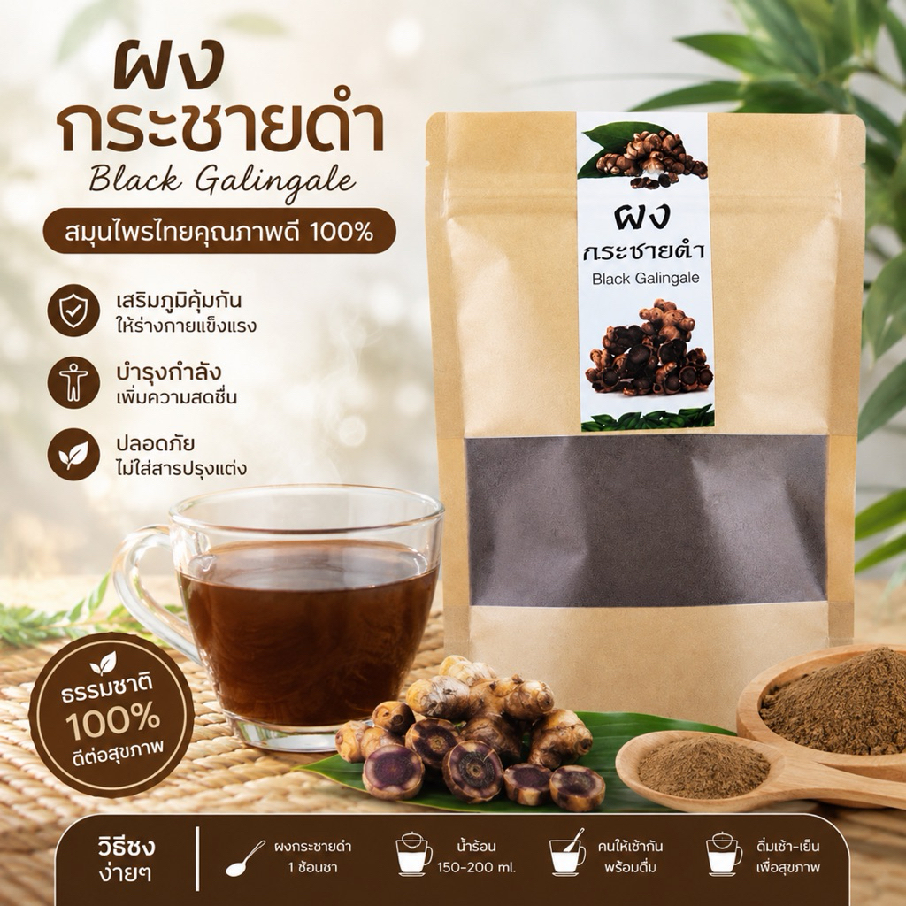 สมุนไพรผงกระชายดำ 70 กรัมคุณภาพดี