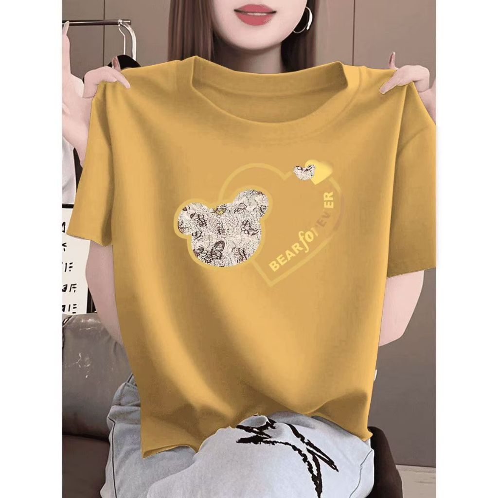 เสื้อยืดแขนสั้นลายการ์ตูนแฟชั่นสำหรับผู้หญิง ดีไซน์หรูหรา ไม่เหมือนใคร เหมาะสำหรับใส่ในชีวิตประจำวัน สไตล์ใหม่รับซัมเมอร