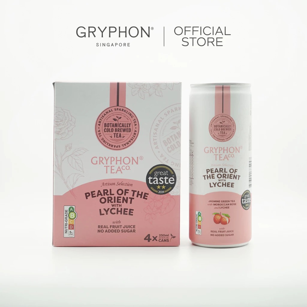 Gryphon Pearl of the Orient with Lychee Cold Brewed Sparkling Tea Can กริฟฟอน ชาสปาร์กลิงสกัดเย็น ขน