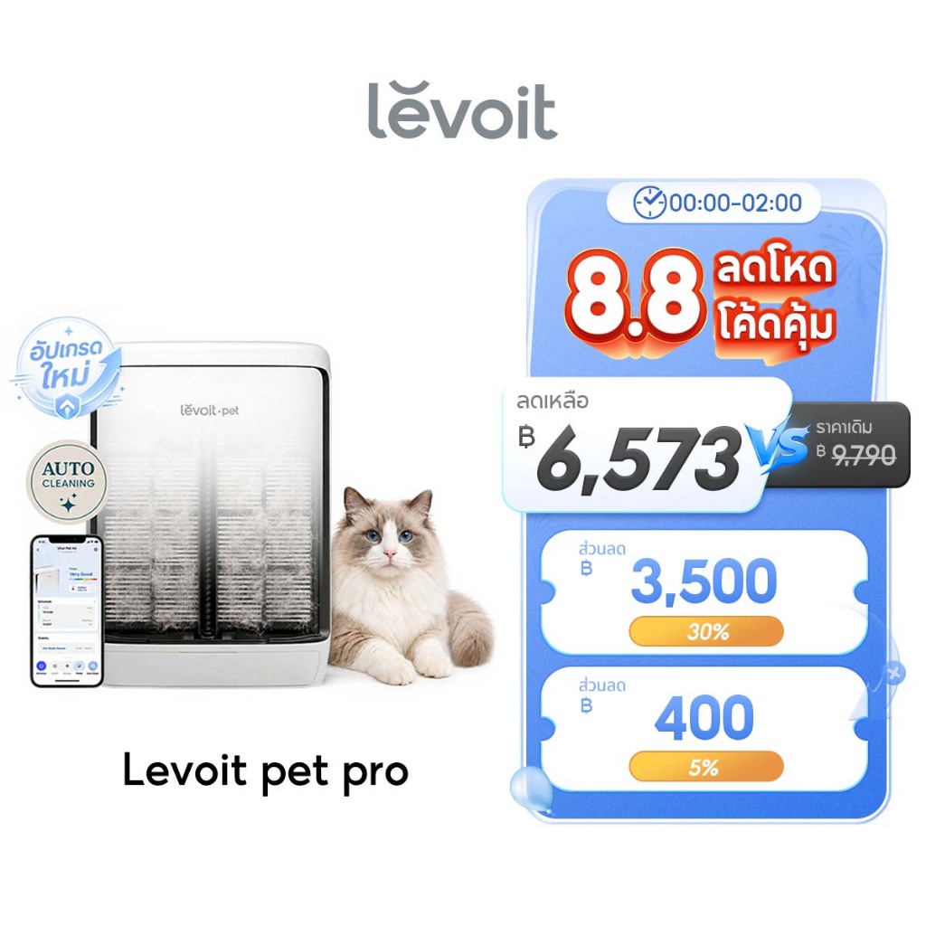 Levoit Pet Pro Pet Air Purifier PM2.5 เครื่องฟอกอากาศ ดักขนสัตว์ ขจัดกลิ่น เซนเซอร์ ขนสัตว์เลี้ยงทำความสะอาดตัวเองได้