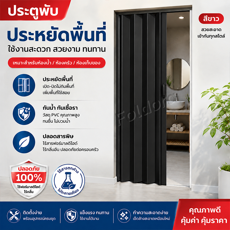 กันความชื้น ทำความสะอาดง่าย💧ประตูห้อง ฉากกั้นห้อง ประหยัดพื้นที่ ปกป้องความเป็นส่วนตัว ประตู pvc ประตูพับ ฉากกั้นแอร์