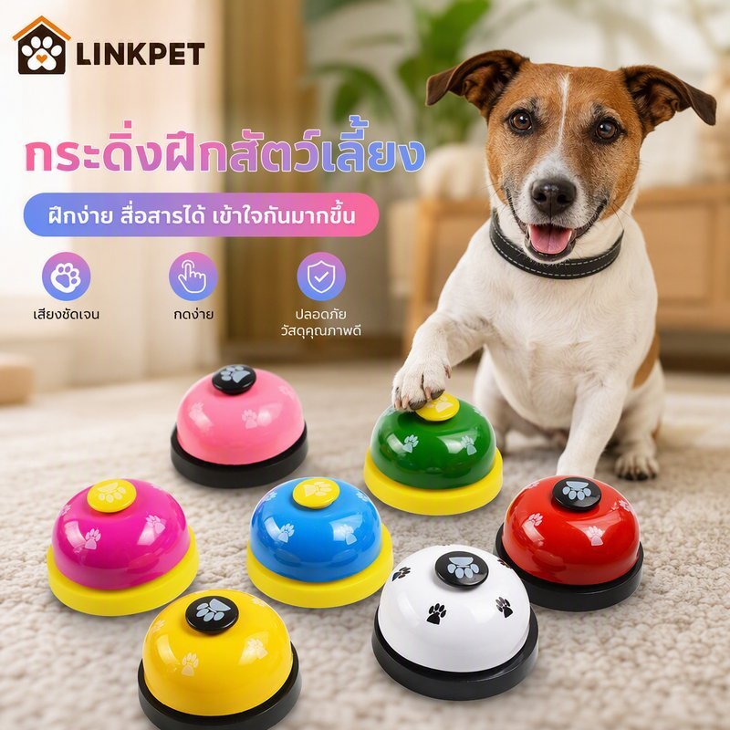 กระดิ่งฝึกสุนัข กระดิ่งฝึกสัตวเลี้ยง และ แมว กริ๊งๆๆ Pet Training Ring Bell ของเล่นหมา