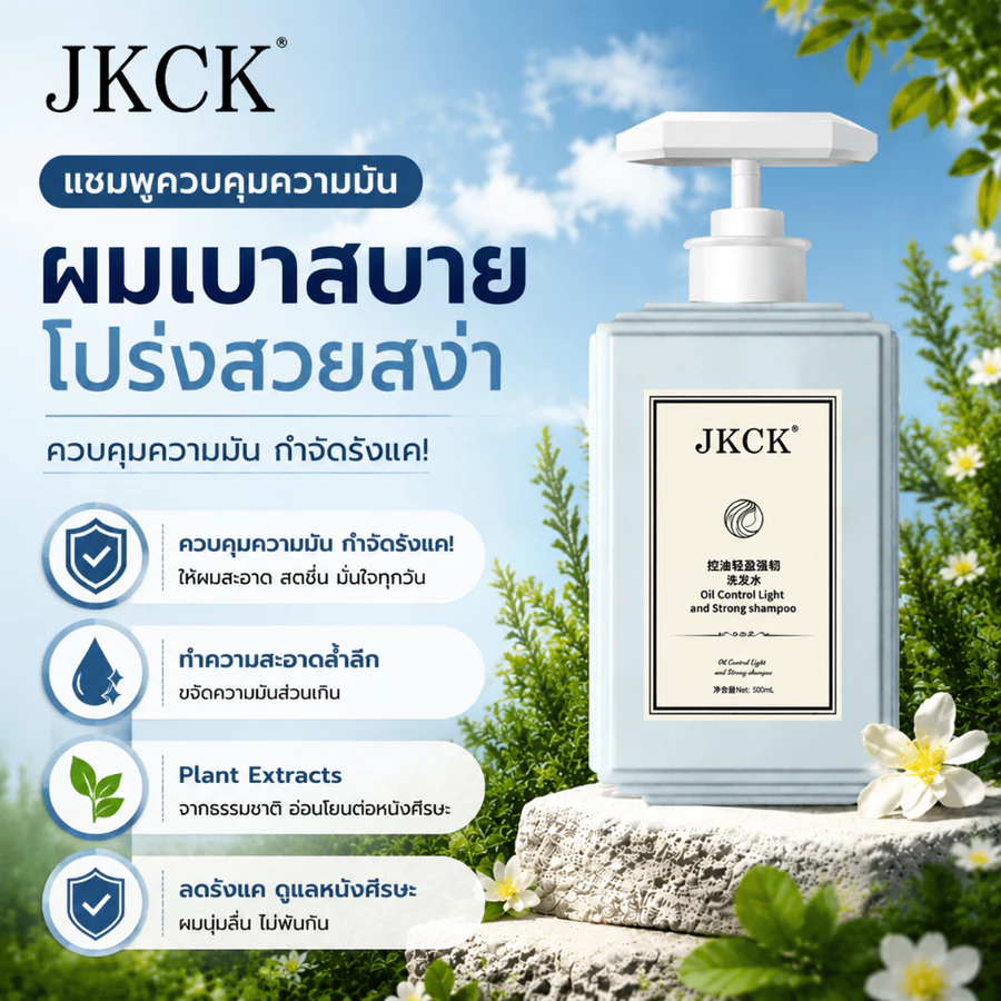 [ของแท้ พร้อมส่ง] JKCK แชมพู ขจัดรังแค ควบคุมความมัน ทำความสะอาดคราบมันตกค้างบนหนังศีรษะ ให้วอลลุ่มผมปังทั้งวัน