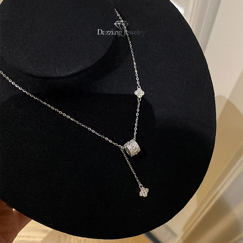 DazzlingJewelryสร้อยคอใบโคลเวอร์ 4 แฉก สร้อยคอผู้หญิง ดีไซน์มินิมอล พร้อมส่งไทยสร้อยคอโคลเวอร์สร้อยค