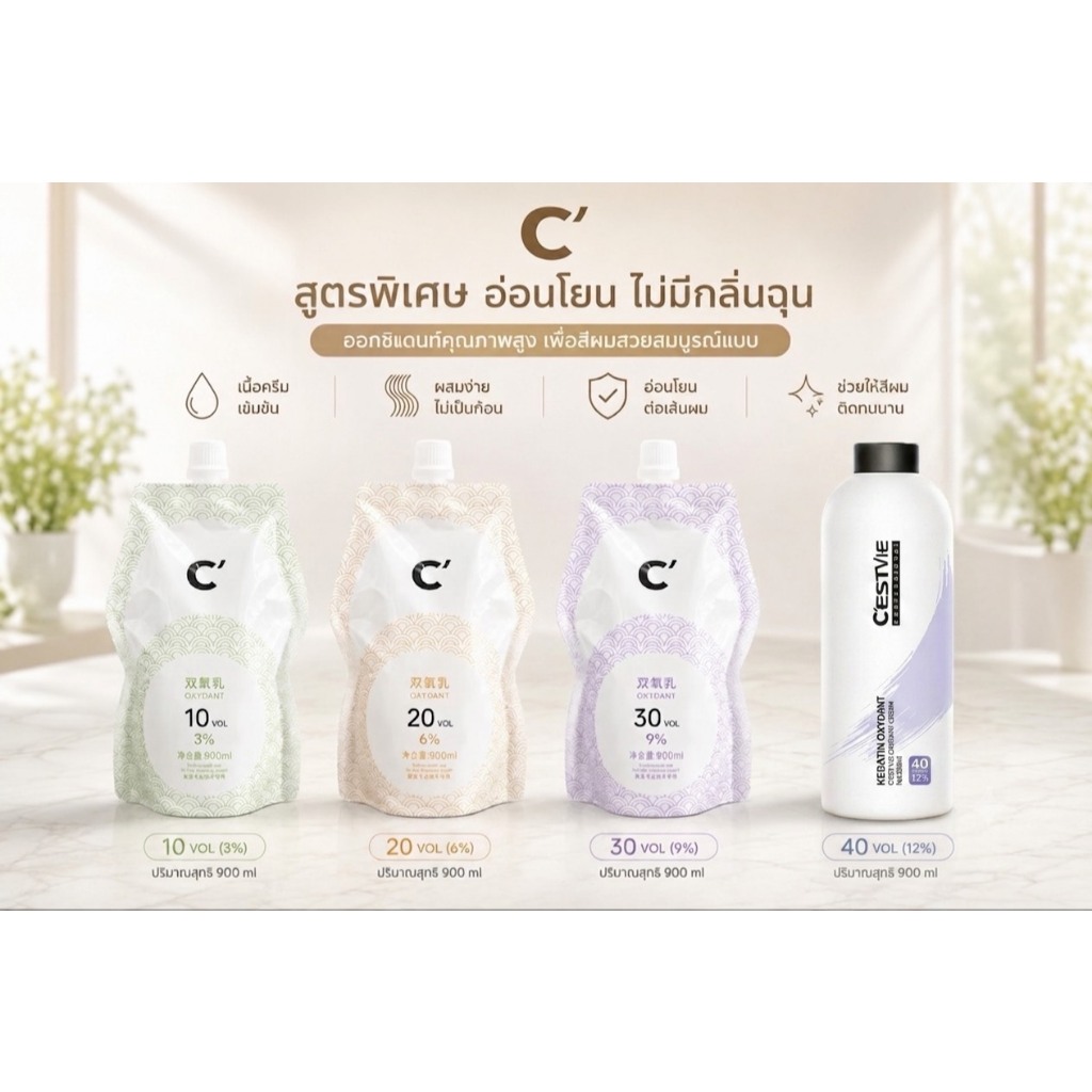 ออกซิเดนซ์ผสมสีผม CESTVIE KARATIN OXIDENT 900ML.